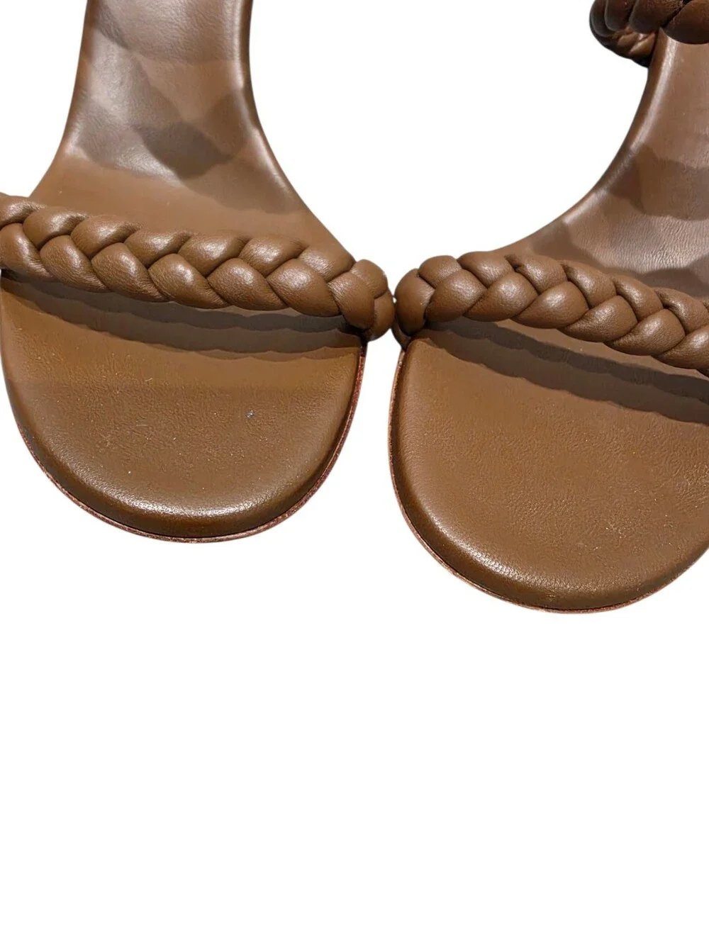 GIANVITO ROSSI MARLEY 70 HEEL BRAIDED SANDALS BROWN 37